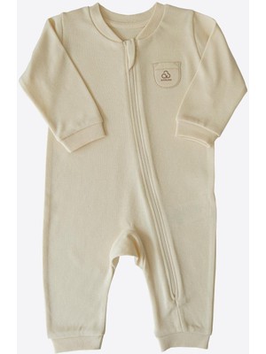 Organik New Basic Fermuarlı Tulum Natural