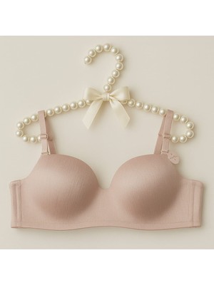 Pudra Işıltı Desteksiz Push-Up C Cup Kesim Sütyen