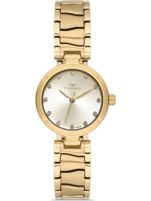 Ferro FL21617AWT-B4 Quartz Çelik Altın Rengi 26 mm Kadın Kol Saati