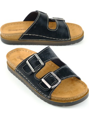 Gezer Kadın Yazlık Suni Deri Iki Toka Ayarlanabilir Comfort Taban Günlük Terlik