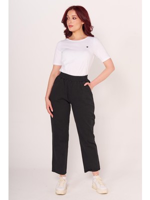 Villager & Son Brs Bayan Gabardin Beli Lastikli Klasık Pantolon 24Y Sf Siyah
