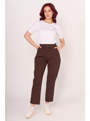 Villager & Son Brs Bayan Gabardin Beli Lastikli Klasık Pantolon 24Y Sf Kahve