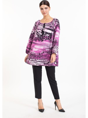 Vs Bayan Önü Püsküllü Kapri Kol Tshırt Lila/desenli