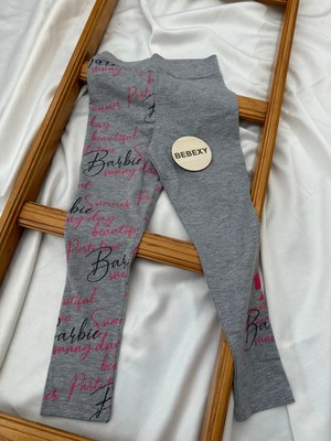 Barbie Baskılı Tayt Gri