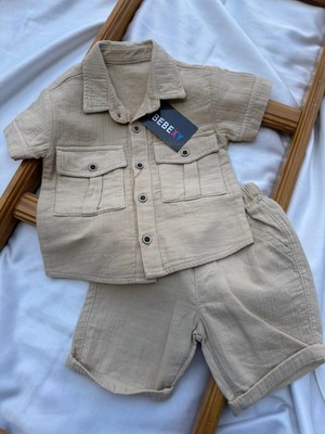 Müslin Gömlekli Takım Bej