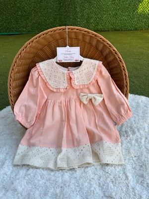 Dantel Yaka Fiyonklu  Elbise