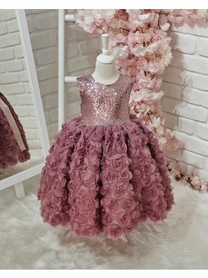 Hly Karol Tasarım Hly Karol Vintage Mor Güller Tasarım Elbisesi Kız Çocuk Doğum Günü Fotoğraf Çekimi İçin