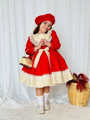 Kırmızı Karanfil Vintage Kız Bebek Elbise,doğum Günü Elbise,fotoğraf Çekim Elbise,0-12 Yaş Uygun