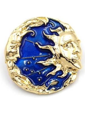 Güneş Ay Broş - Altın