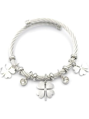 Yonca Charm Bilezik - Gümüş