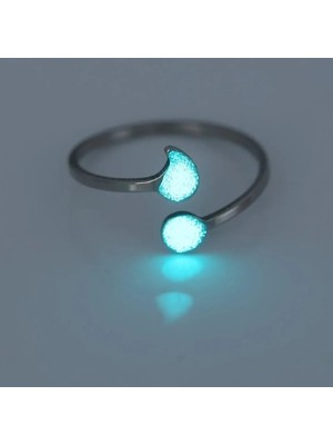 Paslanmaz Çelik Zarif Ince Su Damlası Neon Işıklı Ayarlanabilir Yüzük