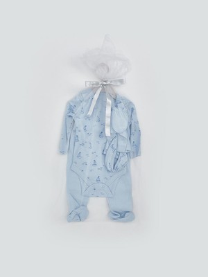 Baskılı Erkek Bebek Hastane Çıkış Seti  (S5)