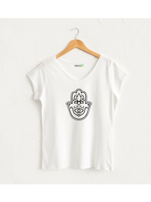 Fatmanın Eli V Yaka Tasarım T-Shirt