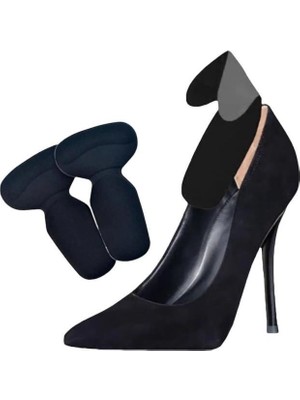 Sanal Trend 1 Çift Siyah T Şekilli Ayakkabı Topuk Taban Destekli Vurma Önleyici Havalı Dolgulu Sünger Ped