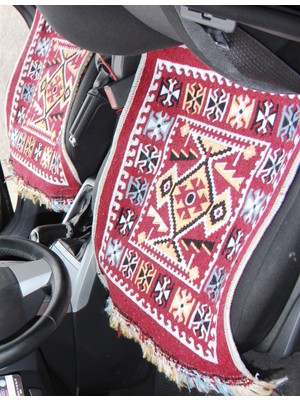 Pratik Oto Koltuk Kilim Seti • 3 Parça • Makine Dokuma • Akrilik & Polyester • Saçaklı