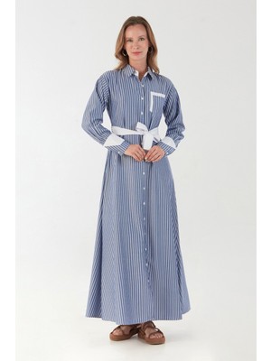 Fullamodest Çizgili Gömlek Yaka Elbise