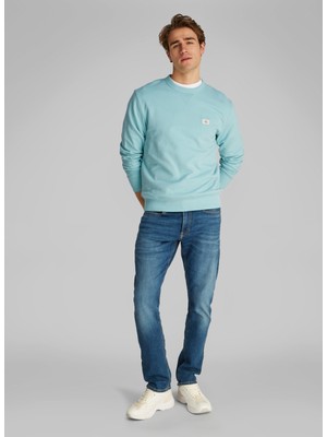 Calvin Klein Jeans Açık Mint Erkek Sweatshırt J30J327115MR5 Woven Label Crew Neck