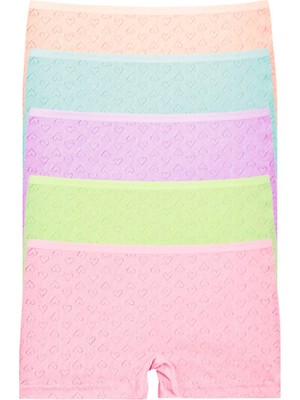 New Lilla 120 Kalpli Kız Çocuk Boxer %100 Pamuk 5'li Şort Paketi Karışık Renkli Yumuşak Dokulu