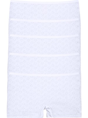 New Lilla Kalpli Kız Çocuk Boxer %100 Pamuk 5'li Şort Paketi Beyaz Renk Yumuşak Dokulu Rahat Kullanım