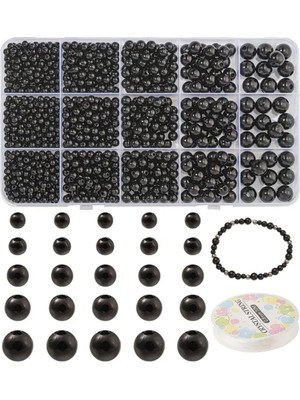 Yiğit Aksesuar 15 Gözlü Siyah İnci Set Bileklik Kolye Takı Yapım Malzemeleri