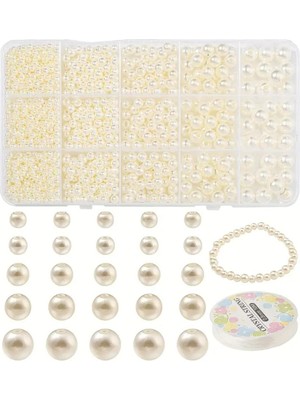 Yiğit Aksesuar 15 Gözlü Krem İnci Set Bileklik Kolye Takı Yapım Malzemeleri