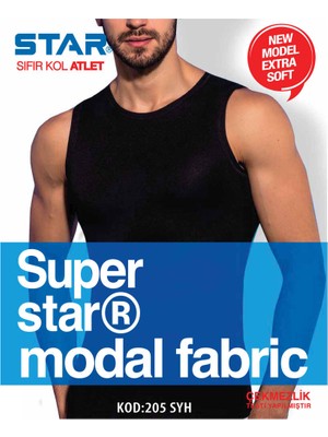 Star Erkek Siyah Modal Sıfır Yaka Sıfır Kol Atlet
