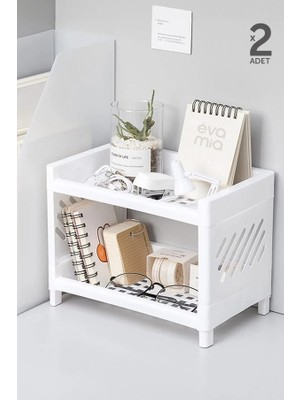 Organizer Katlı Masaüstü Raf - Katlı Organizer -  2 Raf Beyaz