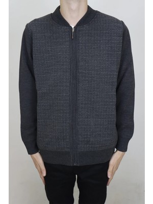 Santa Fistan Store Erkek Desenli Hakim Yaka Klasik Kesim Rahat Kalıp Kışlık Yünlü Astarlı Mont