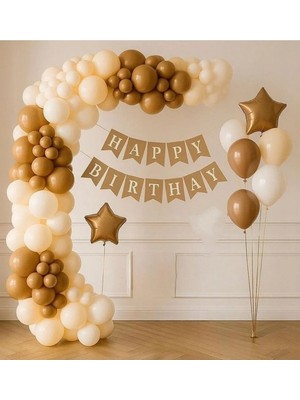 Lüks Retro Renk Sade Balon Zincir Doğum Günü Parti Seti Süsü