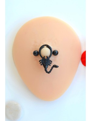 Sacce Scarves & Accessories Siyah Akrep Çelik Nipple Piercing Akrep Model Meme Ucu Piercingi