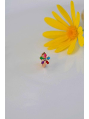 Sacce Scarves & Accessories Renkli Çiçekli Helix Kıkırdak Küpesi