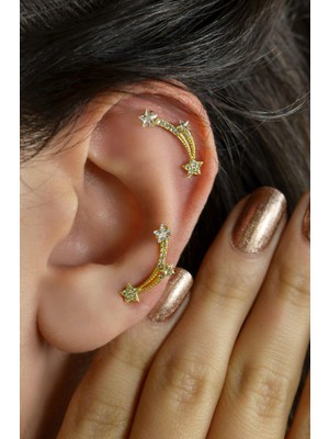 Sacce Scarves & Accessories Kuyruklu Yıldız Kıkırdak Küpesi Gold Renk