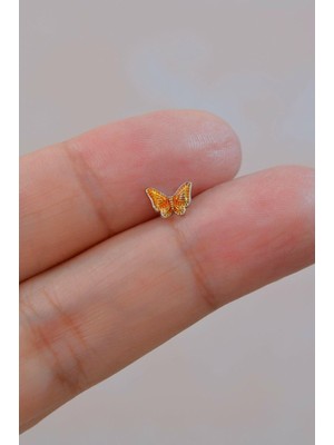 Sacce Scarves & Accessories Gümüş Renk Çelik Bronz Kelebek Helix Piercing Kıkırdak Lob