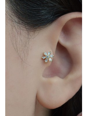 Sacce Scarves & Accessories Sacce Scarves&Accessories Arkası Düz Çiçek Tragus Piercing Helix Lob Kıkırdak