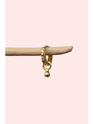 Sacce Scarves & Accessories Zirkon Taşlı Halka Model Top Charmlı Helix Piercing Kıkırdak Lob Gold Renkli