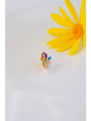 Sacce Scarves & Accessories Soft Renkli Çiçekli Helix Kıkırdak Küpesi