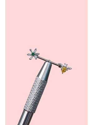 Sacce Scarves & Accessories Çiçek ve Arı Figürlü Nipple Piercingi Çiçekli Meme Ucu Piercingi