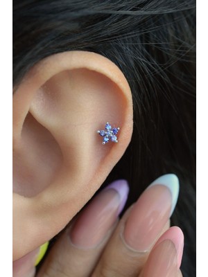 Sacce Scarves & Accessories Mor Çiçekli Helix Piercing Kıkırdak Lob