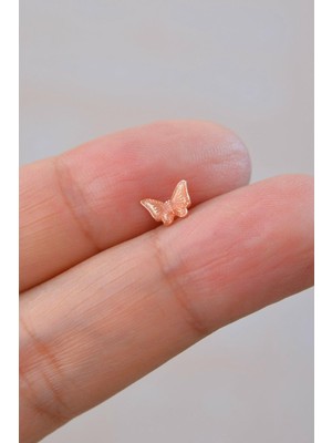 Sacce Scarves & Accessories Rose Çelik Pudra Pembe Kelebek Helix Piercing Kıkırdak Lob