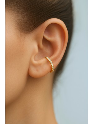 Sacce Scarves & Accessories Taşlı İnce Earcuff İnce Taşlı Sıkıştırmalı Kıkırdak Küpesi