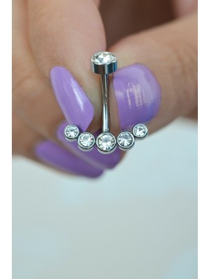 Sacce Scarves & Accessories Çelik Taşlı Göbek Piercingi Gümüş Renk