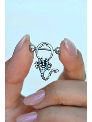 Sacce Scarves & Accessories Antik Görünümlü Akrep Çelik Nipple Piercing Akrep Model Meme Ucu Piercingi