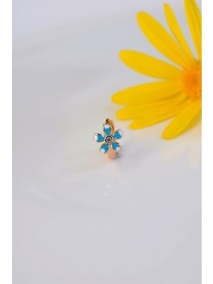 Sacce Scarves & Accessories Mavi Çiçekli Helix Kıkırdak Küpesi