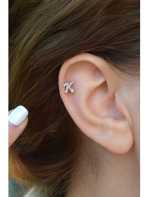 Sacce Scarves & Accessories K Harfi Piercing Gümüş Renkli Harf Piercing K