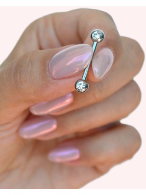 Sacce Scarves & Accessories Minimal Tektaşlı Çelik Nipple Piercing Tektaşlı Top Model Meme Ucu Piercingi