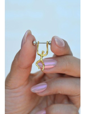 Sacce Scarves & Accessories Halter Kaldıran Sporcu Figürlü Çelik Nipple Piercing Halterci Model Meme Ucu Piercingi