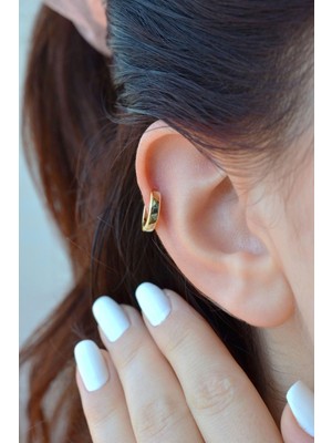 Sacce Scarves & Accessories Gold Rodyum Düz Küçük Helix Küpesi Kıkırdak Lob Günlük Kullanım