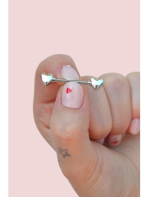 Sacce Scarves & Accessories Bombeli Kalpli Çelik Nipple Piercingi Kalpli Göğüs Piercingi