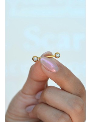 Sacce Scarves & Accessories Gold Renk Minimal Tektaşlı Çelik Nipple Piercing Tektaşlı Top Model Meme Ucu Piercingi