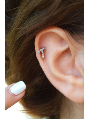 Sacce Scarves & Accessories T Harfi Piercing Gümüş Renkli Harf Piercing T